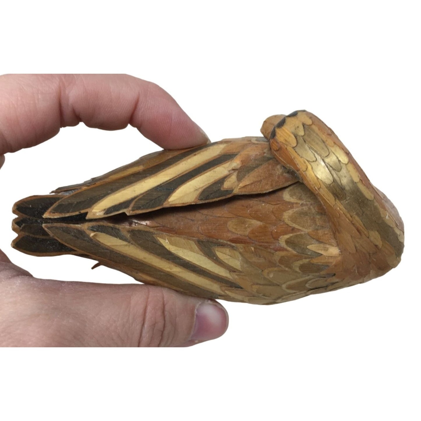 Small Golden Goose/Duck with Feathers - Realistic Looking Figurine