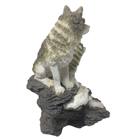 Vintage Wolf Pair on Snowy Ledge HERCO GIFT PROFESSIONAL Nature Wild Wolves Realistic Decor