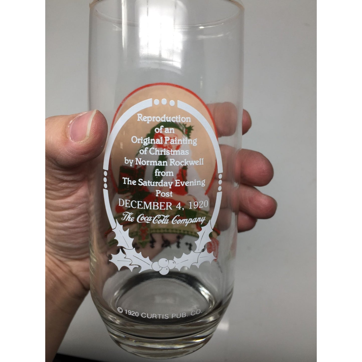 Vintage 1920 Curtis Pub Co Coca Cola Christmas Glass