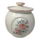 Vintage Pair of Round Lidded Jars With Flower Pattern of the Front