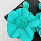 Teal Cloth Flower Earrings - CUTE!