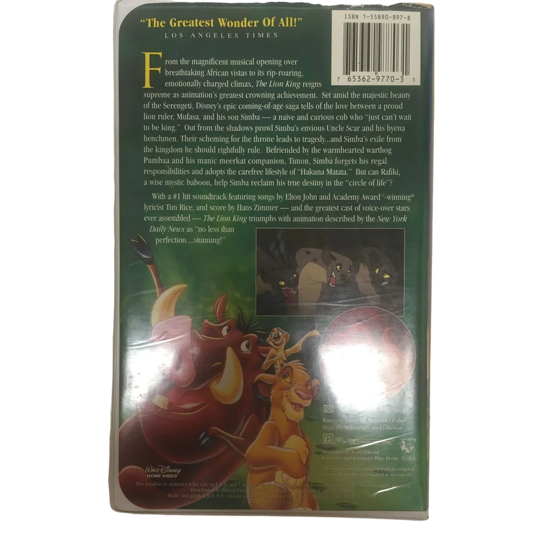Vintage Walt Disney The Lion King VHS Tape w/ Case - A+ Stuff