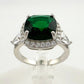 3.66ct Lab Created Emerald and White Gemstone Ring Size 7 - A+ Stuff