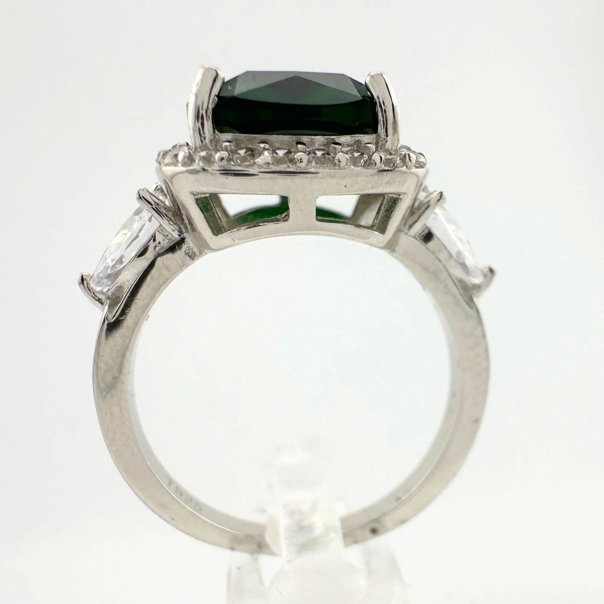 3.66ct Lab Created Emerald and White Gemstone Ring Size 7 - A+ Stuff