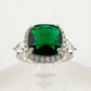 3.66ct Lab Created Emerald and White Gemstone Ring Size 7 - A+ Stuff
