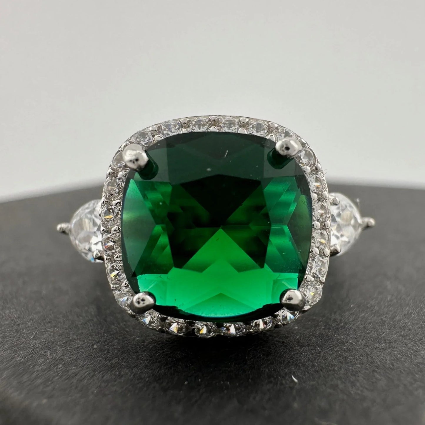 3.66ct Lab Created Emerald and White Gemstone Ring Size 7 - A+ Stuff