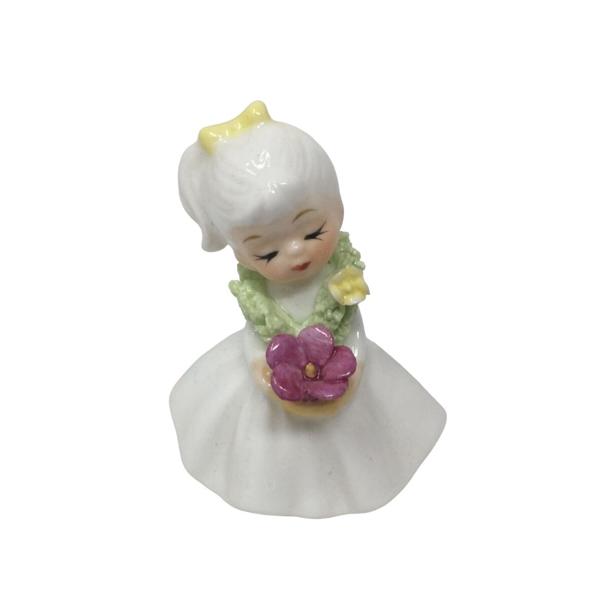 Vintage NAPCO Bone China Flower Girl Figurine- 2 inches tall