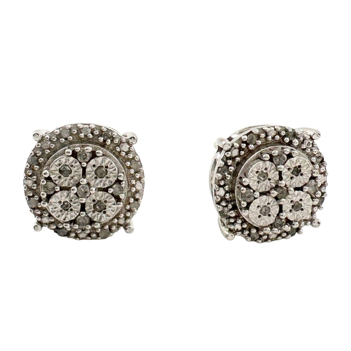 Diamond Stud Earrings in Sterling Silver - Natural Diamonds