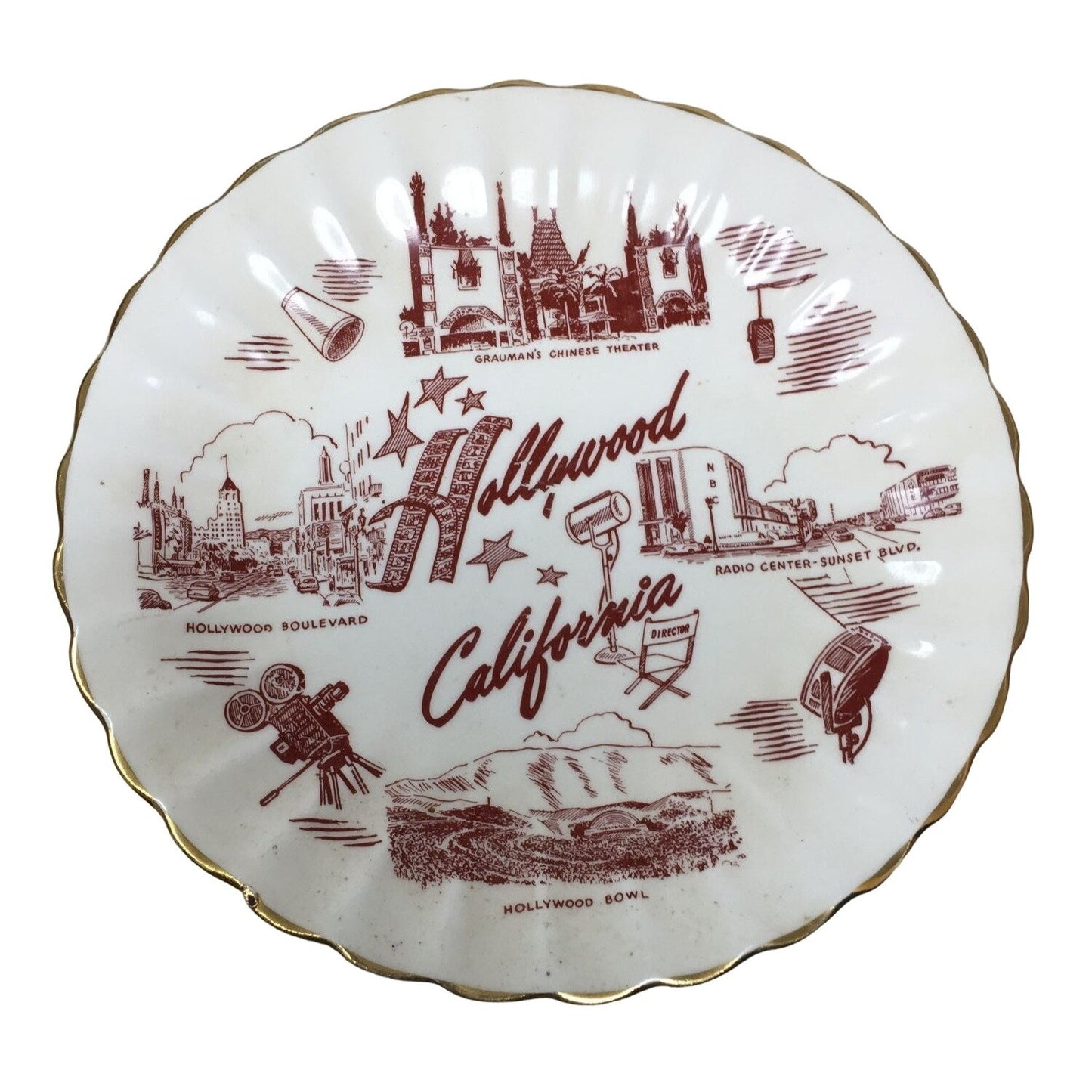 Vintage Hollywood California Collectible Souvenir Plate