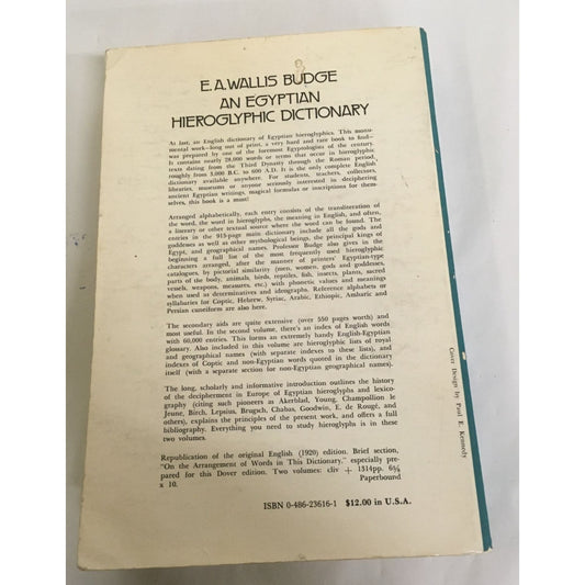 An Egyptian Hieroglyphic Dictionary in Two Volumes Vol. 2 by E.A. Wallis Budge book