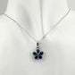 Natural Blue Sapphire Flower Necklace with Pendant - Sterling Silver  - Simply Beautiful!