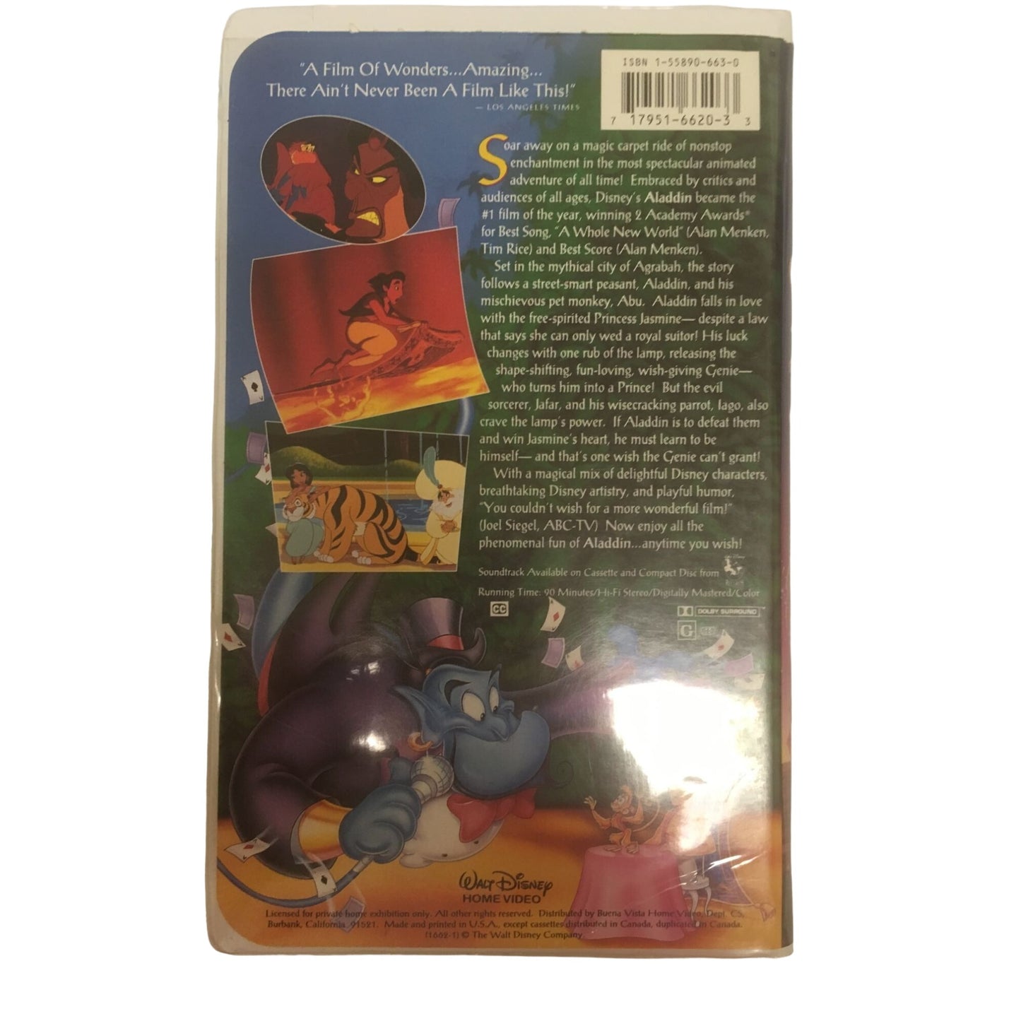 A Walt Disney Classic Aladdin Vintage VHS Tape with Case