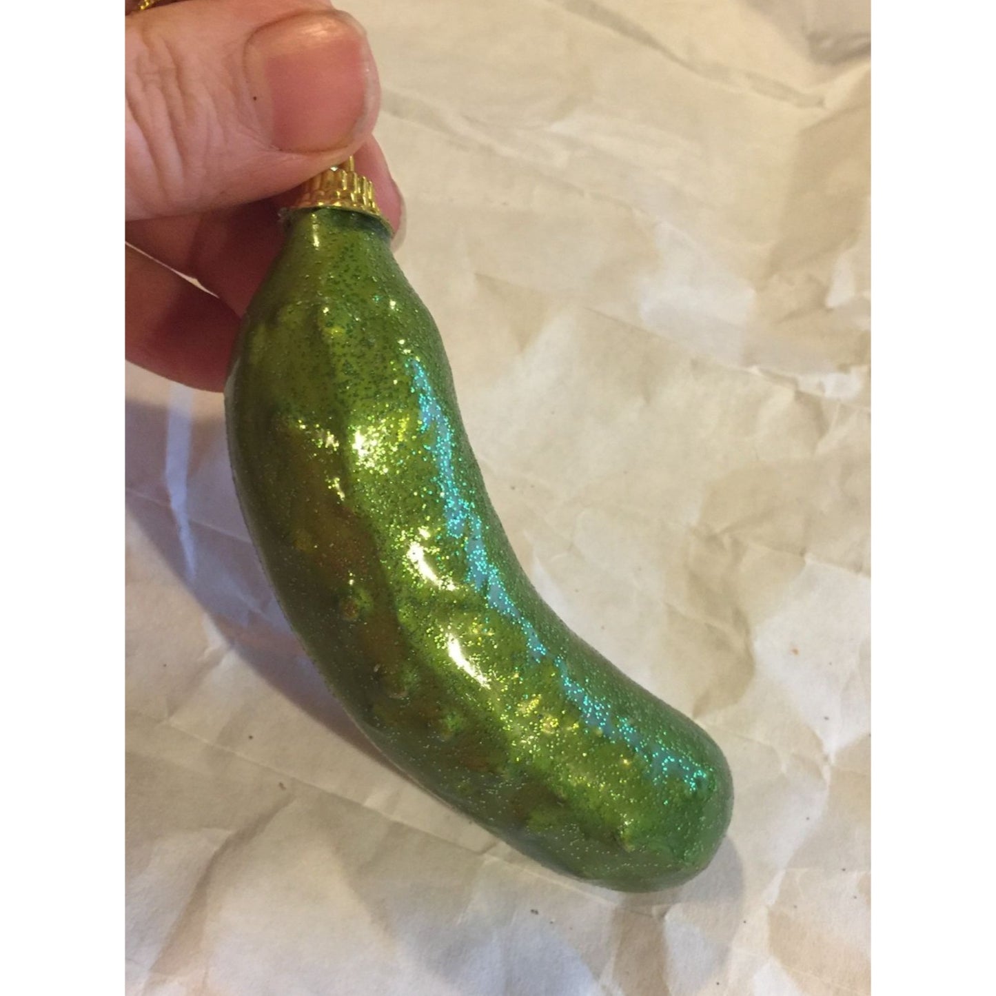 Green Sparkly Pickle Christmas Tree Ornament