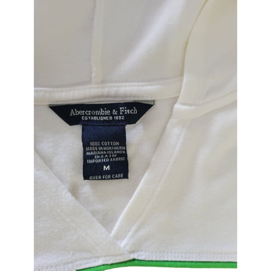 Abercrombie and Fitch Vintage White Hoodie with Green Piping Womens Size M