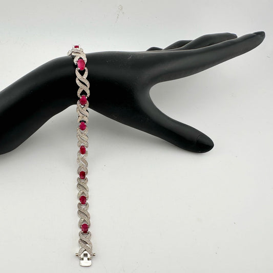 5 Carat Ruby Bracelet with Diamond Accent