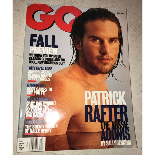 Vintage July 1999 GQ Magazine Patrick Rafter The Aussie Adonis by Sally Jenkins