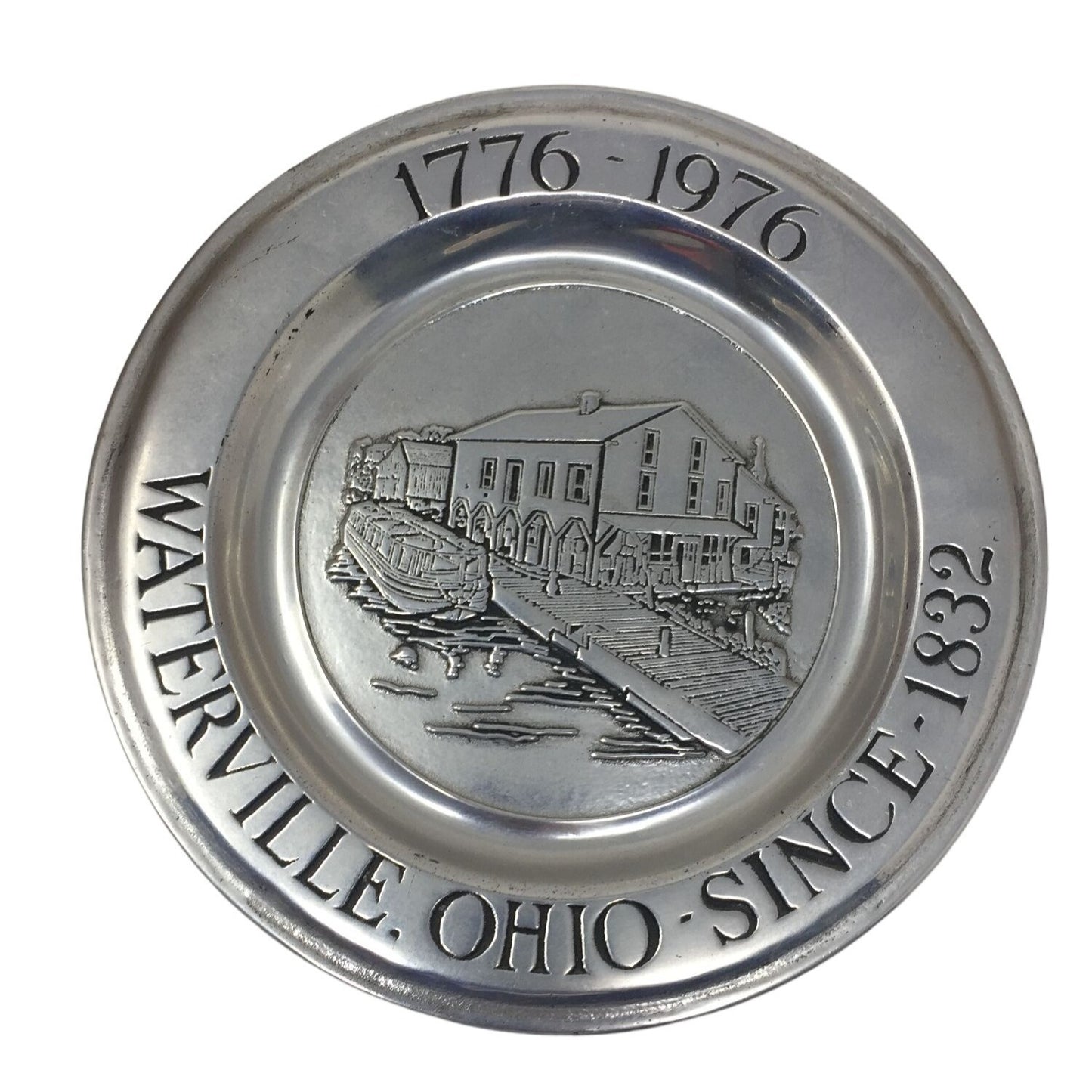 Vintage Collectible Silver Plate (about 7.5 inches) 1776-1976 Waterville Ohio Since 1832