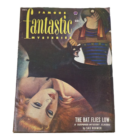 Vintage Collectible Famous Fantastic Mysteries "The Bat Flies Low" Oct. 1952 Magazine