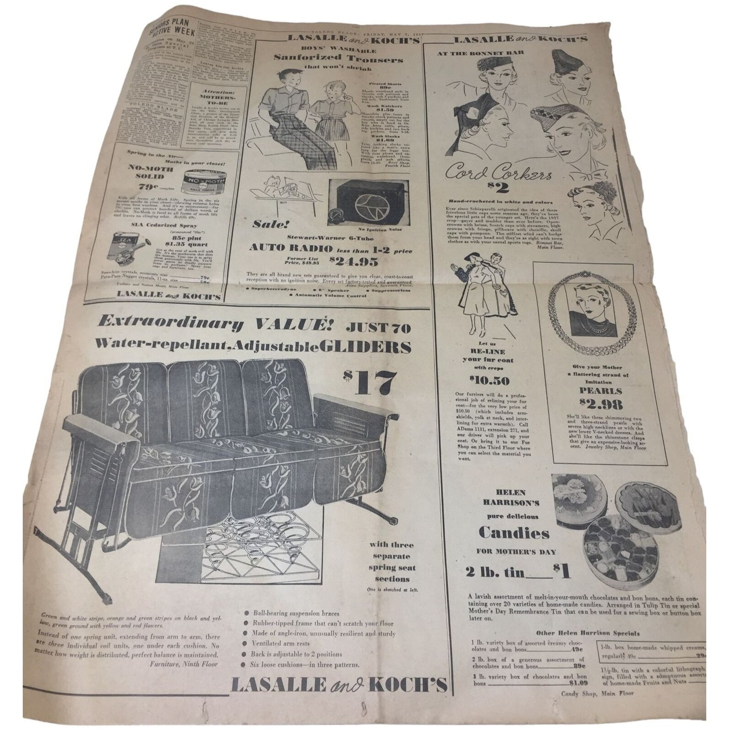 Vintage Toledo Blade ''Zeppelin Probes Start" Collectible Newspaper