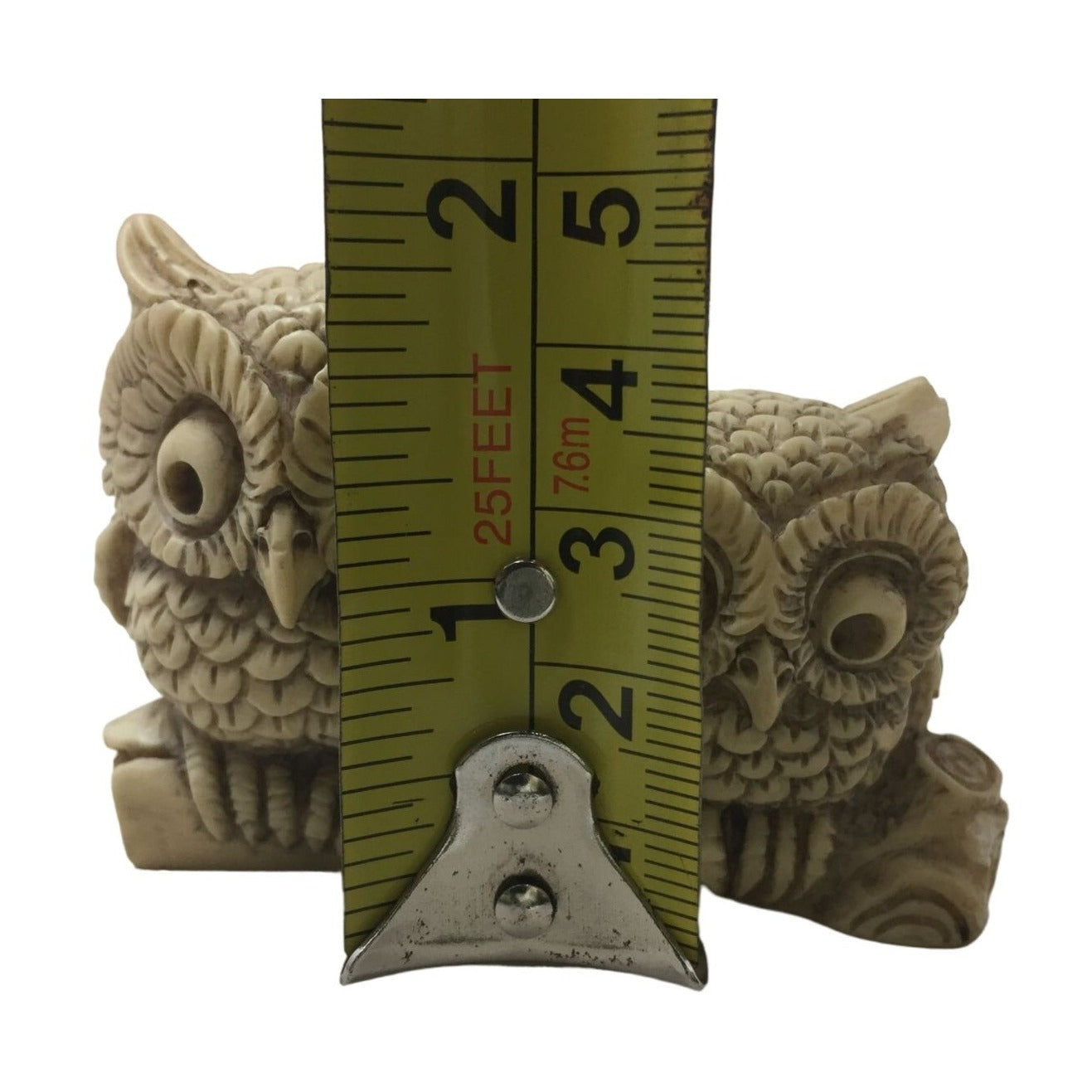 Cute Small Owl Pair FIgurine - - Very Nice carved look Detailing - Made in Italy - 2" Tall