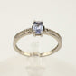 Beautiful Oval Tanzanite Ring with Diamond Accent - Sterling Silver Size 7