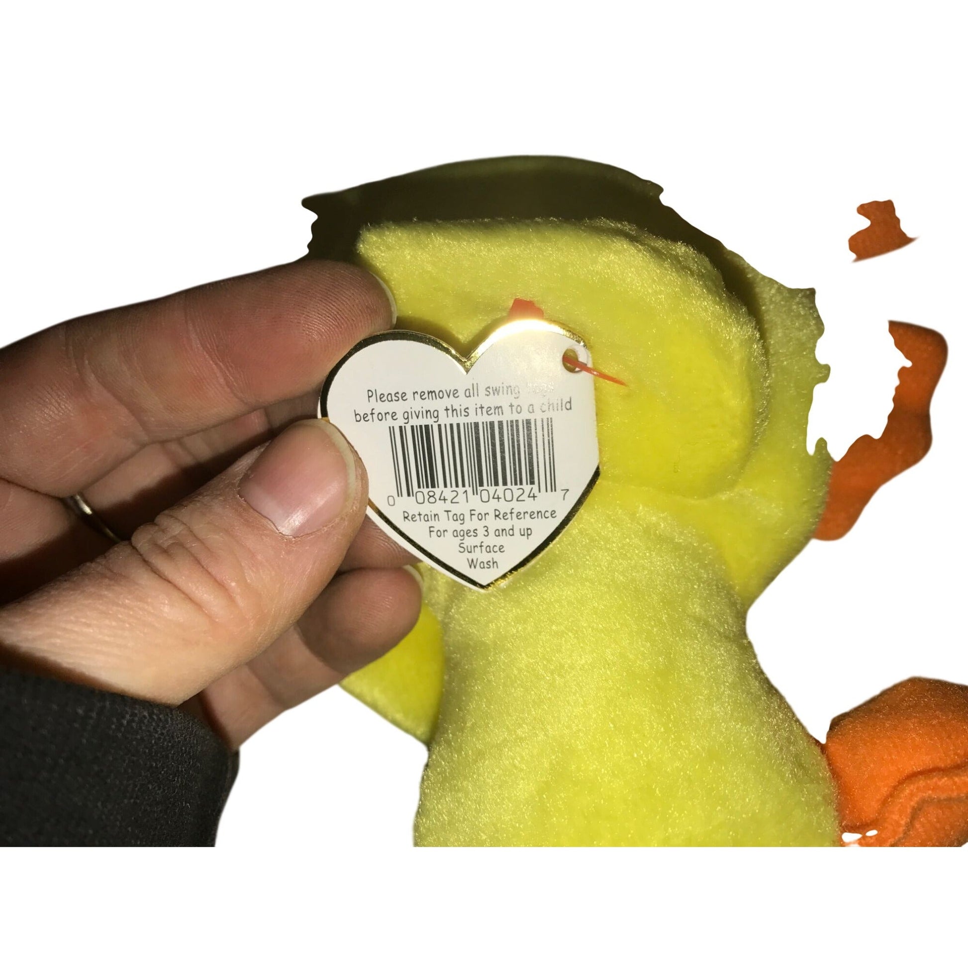 1994 Quackers the Yellow Duck Beanie Baby TY Beanie Baby  A+ Stuff Plush Toys / Stuffed Animals