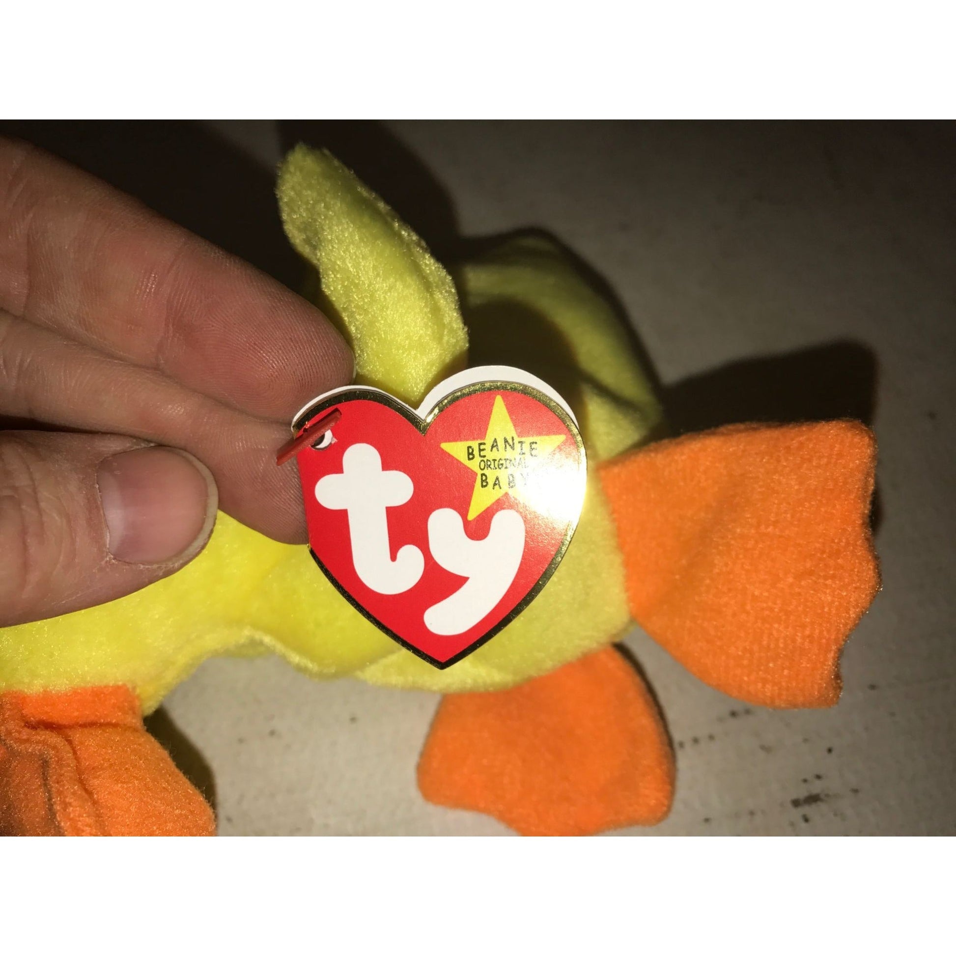 1994 Quackers the Yellow Duck Beanie Baby TY Beanie Baby  A+ Stuff Plush Toys / Stuffed Animals