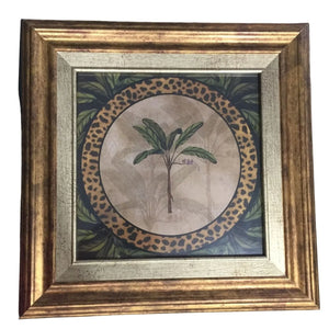 Kirkland's Wood Framed Wall Art/Home Decor with Palm Tree & Cheetah Print Pattern