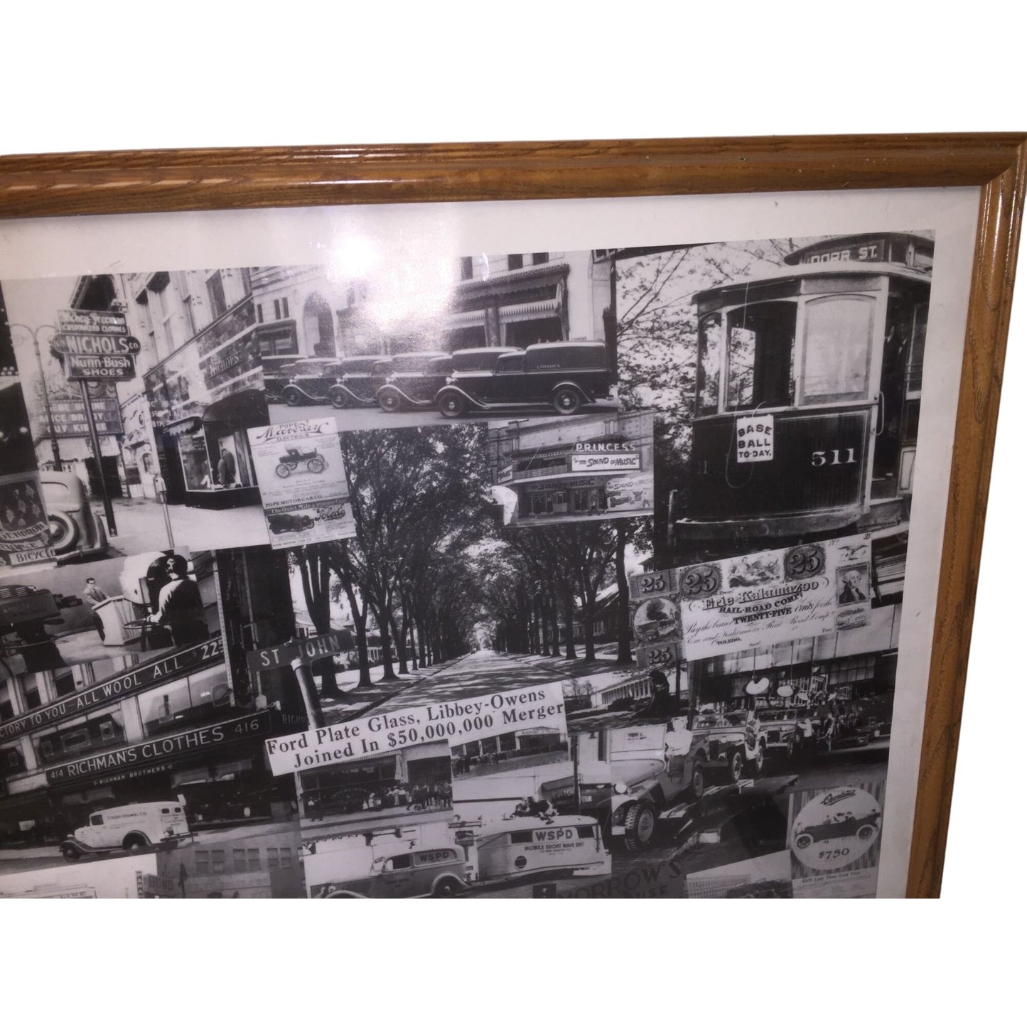 A SENTIMENTAL JOURNEY Framed Black/White History Poster/Art Collage Of Toledo Ohio