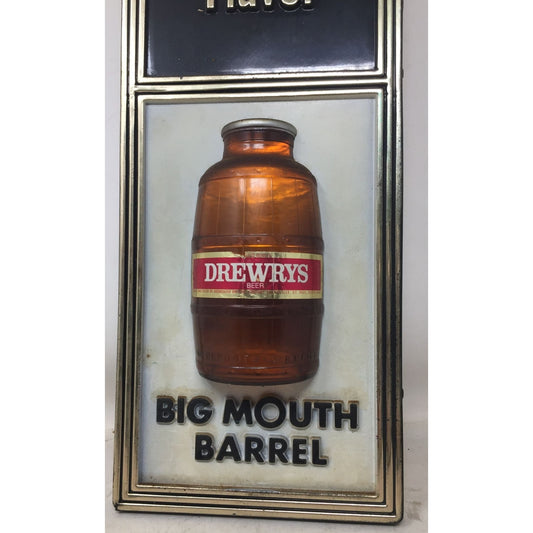 Drewrys Honest To Beer Flavor Big Mouth Barrel Sign - About 18" x 6"