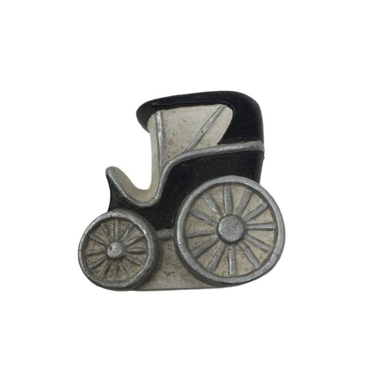 Vintage Miniature Carriage/Buggy Figurine (Black, Silver, White)