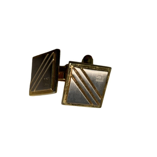 Vintage Mens Squared Gold Toned Cuff Links