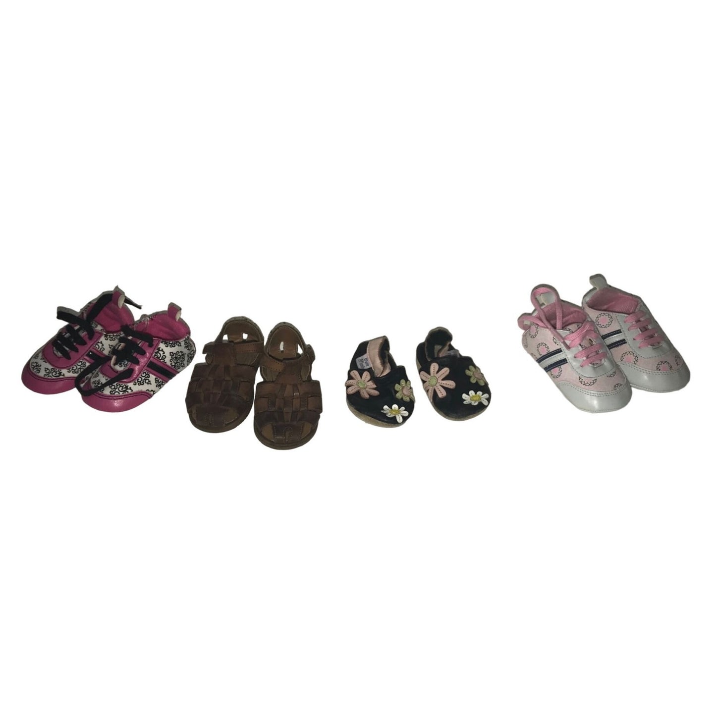 4 Pairs Of Baby Shoes Ranging from 0-12M- TKS Sandals, Petit Marin