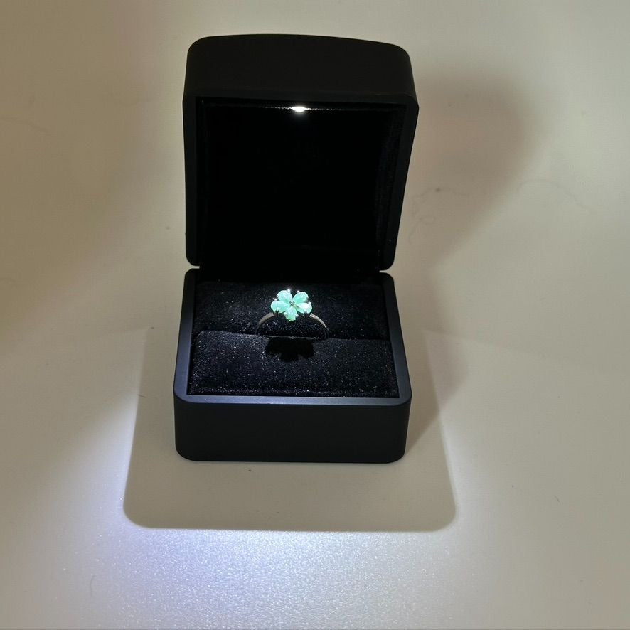 1.36 Carat Emerald Flower Shaped Ring in Sterling Silver Setting - Size 7