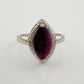 Marquise Cut Garnet & Diamond Ring - Sterling Silver - Size 8