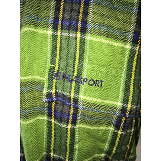 Men's Filasport Size Medium New with Tags Button Up Green/Blue Flannel