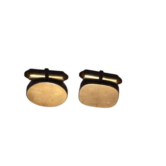 Vintage Men's Gold Tone/Bronze Oval Shaped Cuff Links