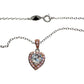 Pretty Rhodium Plated Pink Topaz and Zirconia Heart Necklace