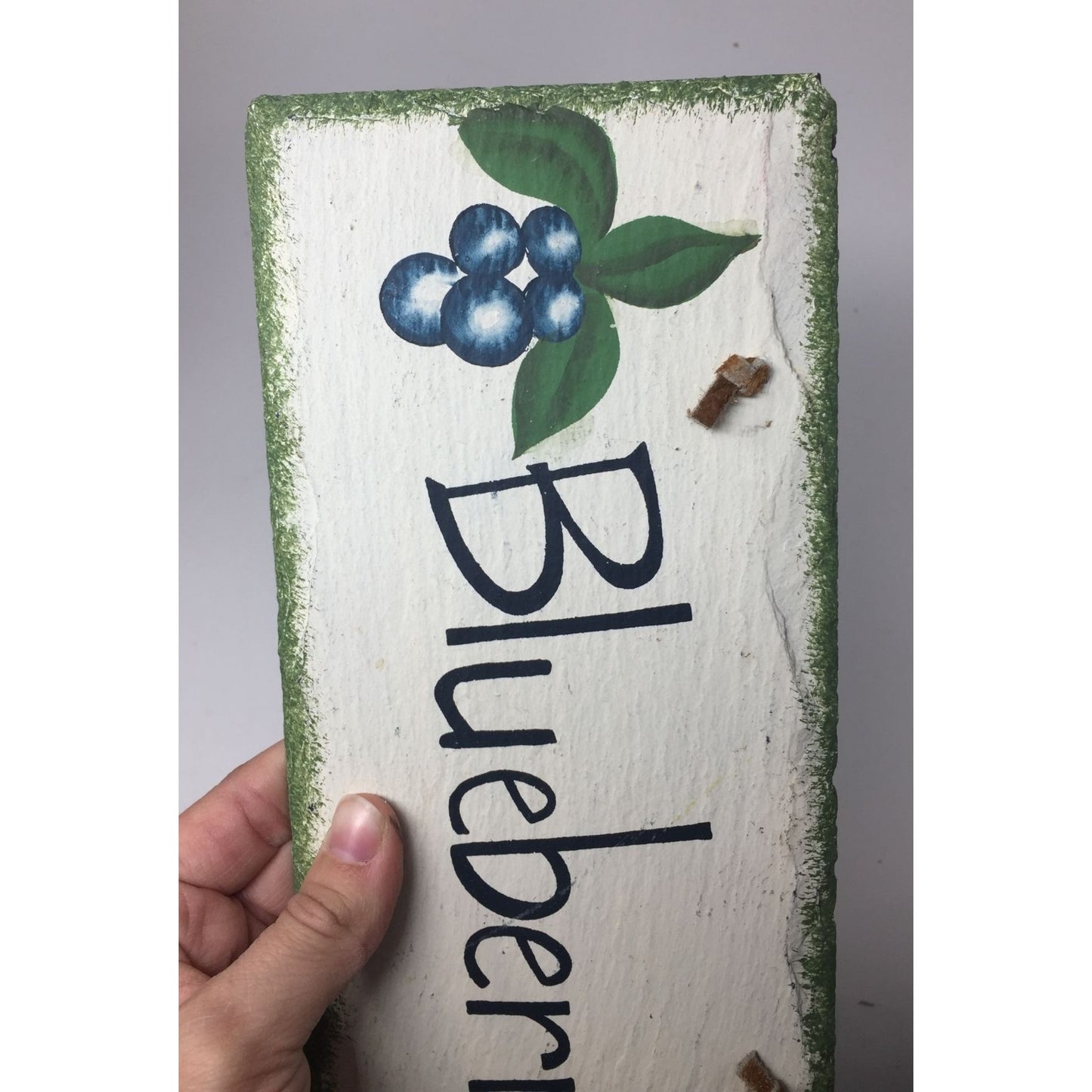 Vintage Blueberries ceramic Hand Painted Sign- 10.5 by 4.5 inches