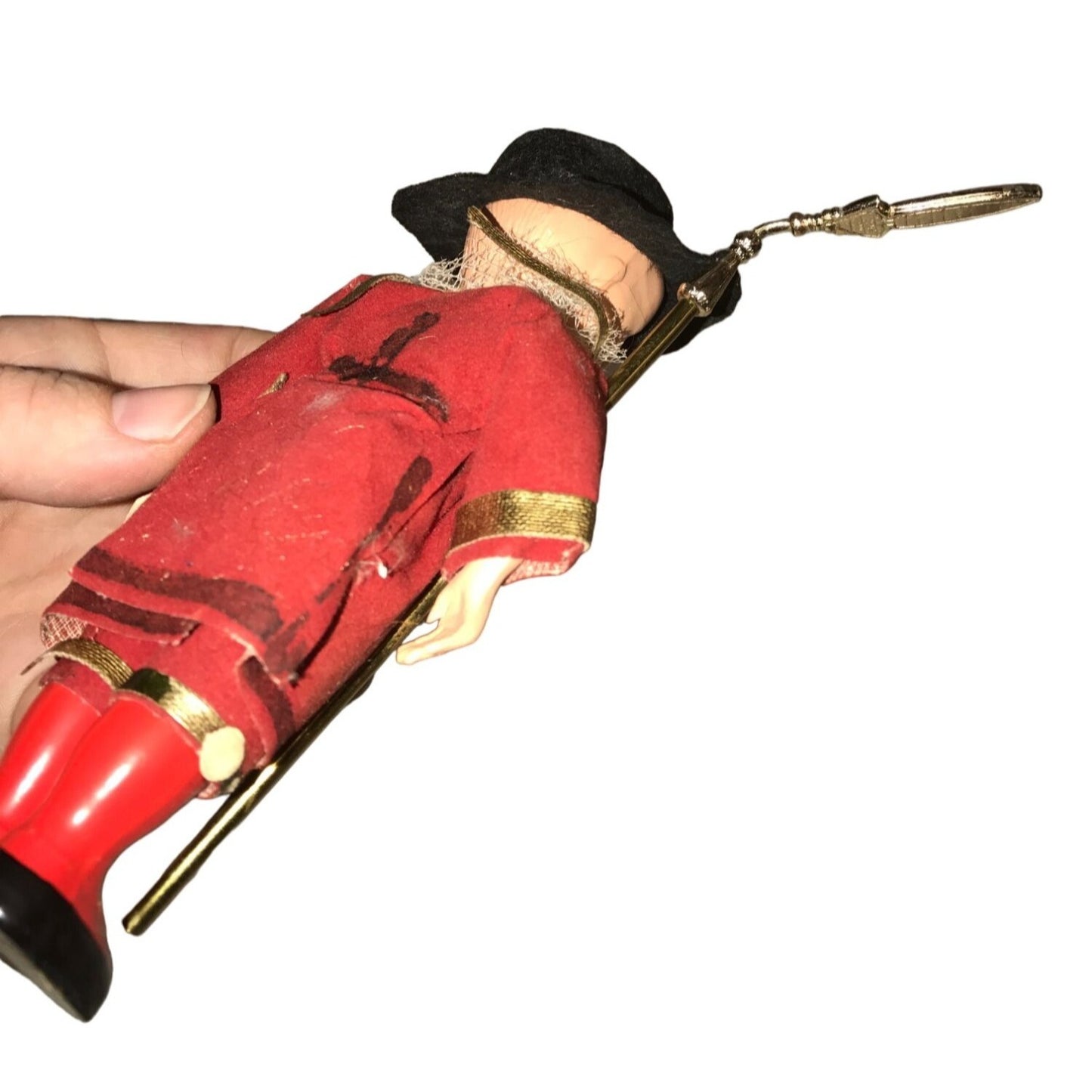 Vintage Cultural Guard Doll Wearing Red Outfit & Black Hat- Made in England