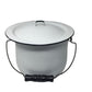 Vintage Large Black And White Metal Handled Enamel Stock Pot With Lid