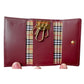 Burberry Burgundy Leather Key  Holder with Nova Check Accents