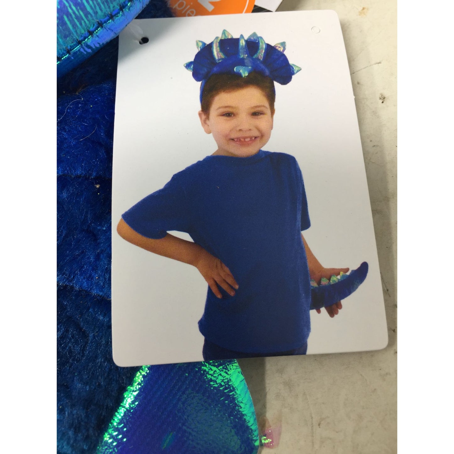 Way to Celebrate Halloween Blue Dino Kit Costume Ages 3+ Headband and Tail