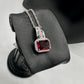 4.10 Carat Emerald Cut Ruby Designer Pendant - Sterling Silver Setting & Chain - Beautiful Filagree Detailing