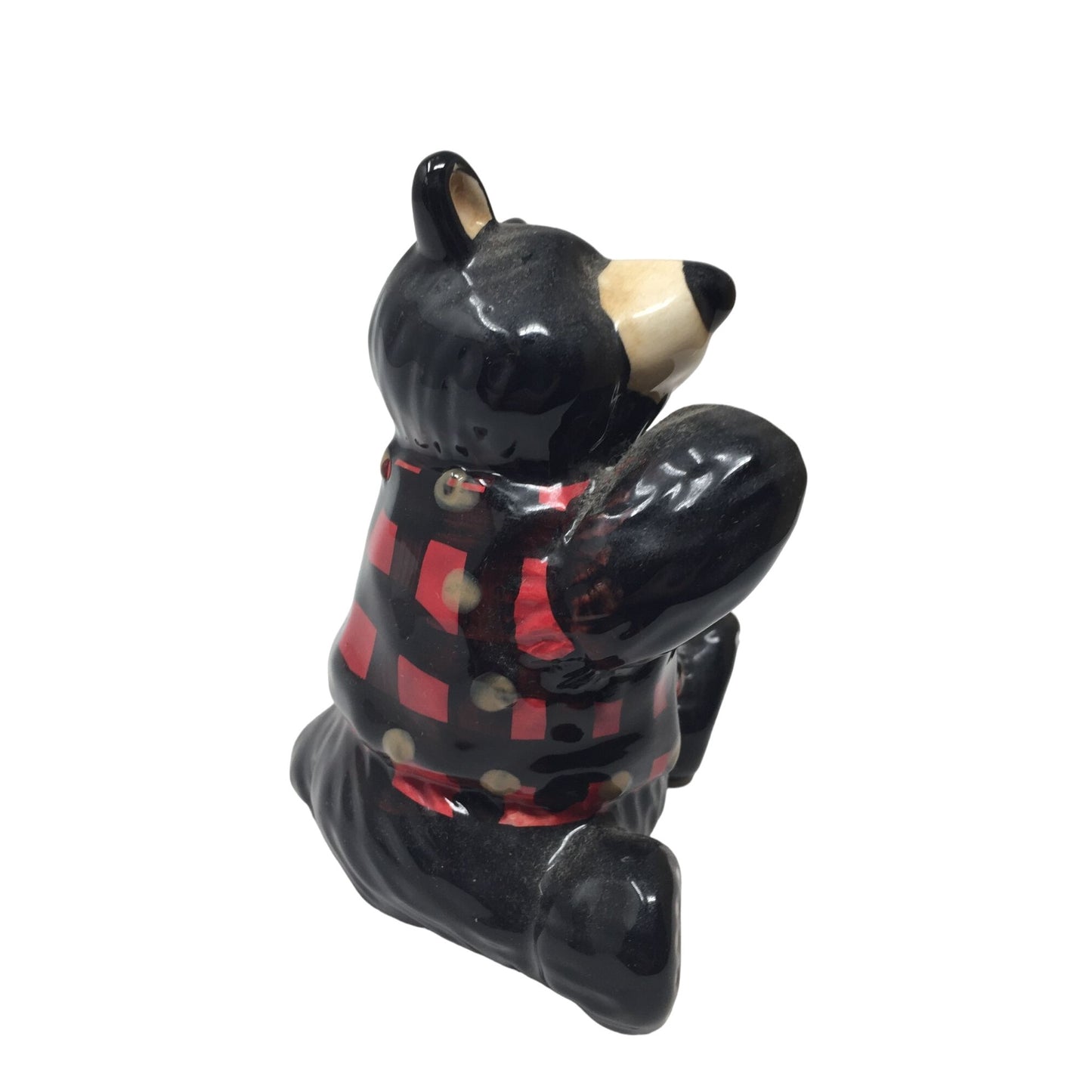 Black Bear Holding A Fish Vintage Salt and Pepper Shakers