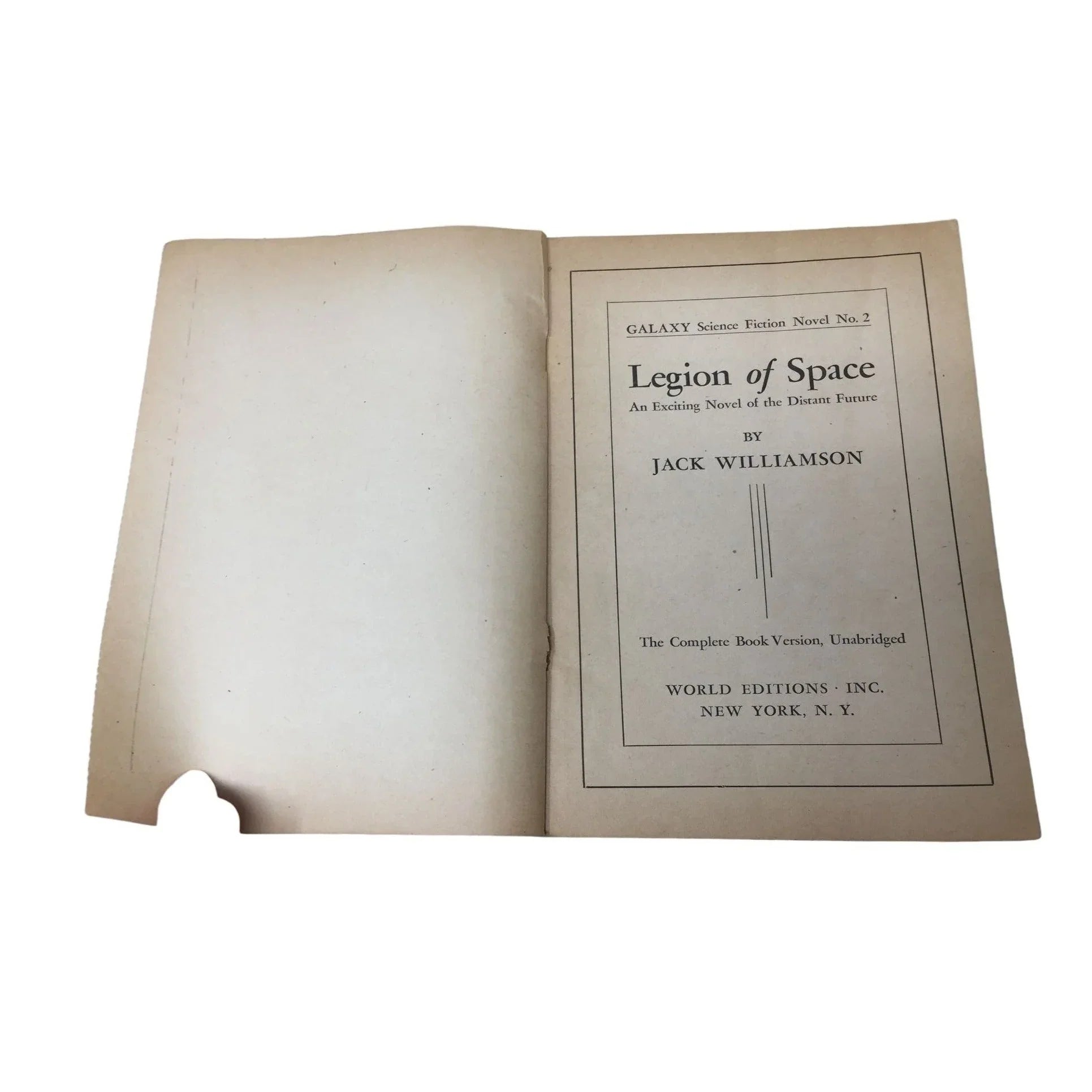 The Legion of Space by Jack Williamson - Galaxy Science Fiction Novel No 2 - softcover Jack Williamson  A+ Stuff Science Fiction Novel