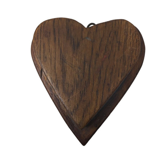 Vintage Small Heart Brown Wooden Wall Hanging Holder