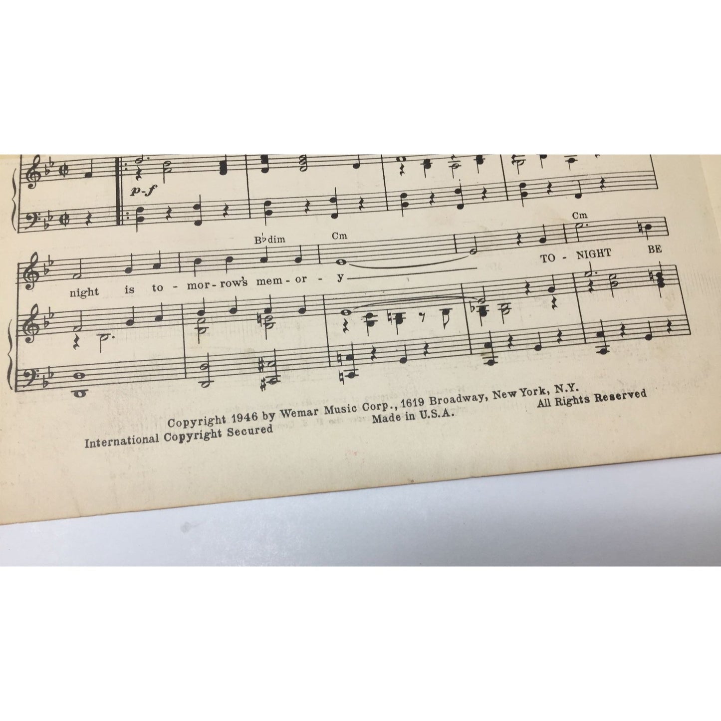 Vintage Sheet Music for the song "Tonight Be Tender To Me" William Forest Crouch, Gloria Parker, and Barney Young  A+ Stuff SHEET MUSIC