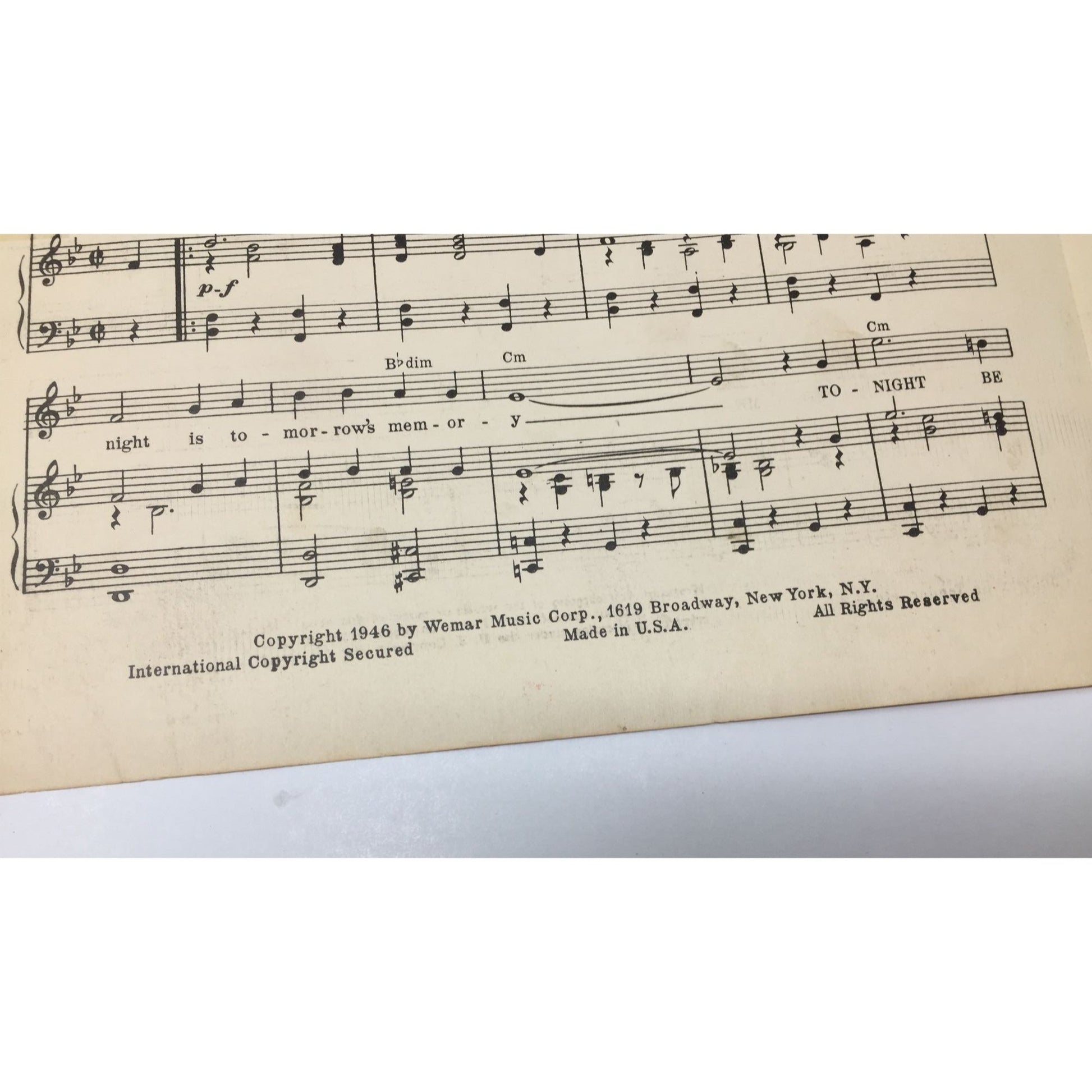 Vintage Sheet Music for the song "Tonight Be Tender To Me" William Forest Crouch, Gloria Parker, and Barney Young  A+ Stuff SHEET MUSIC