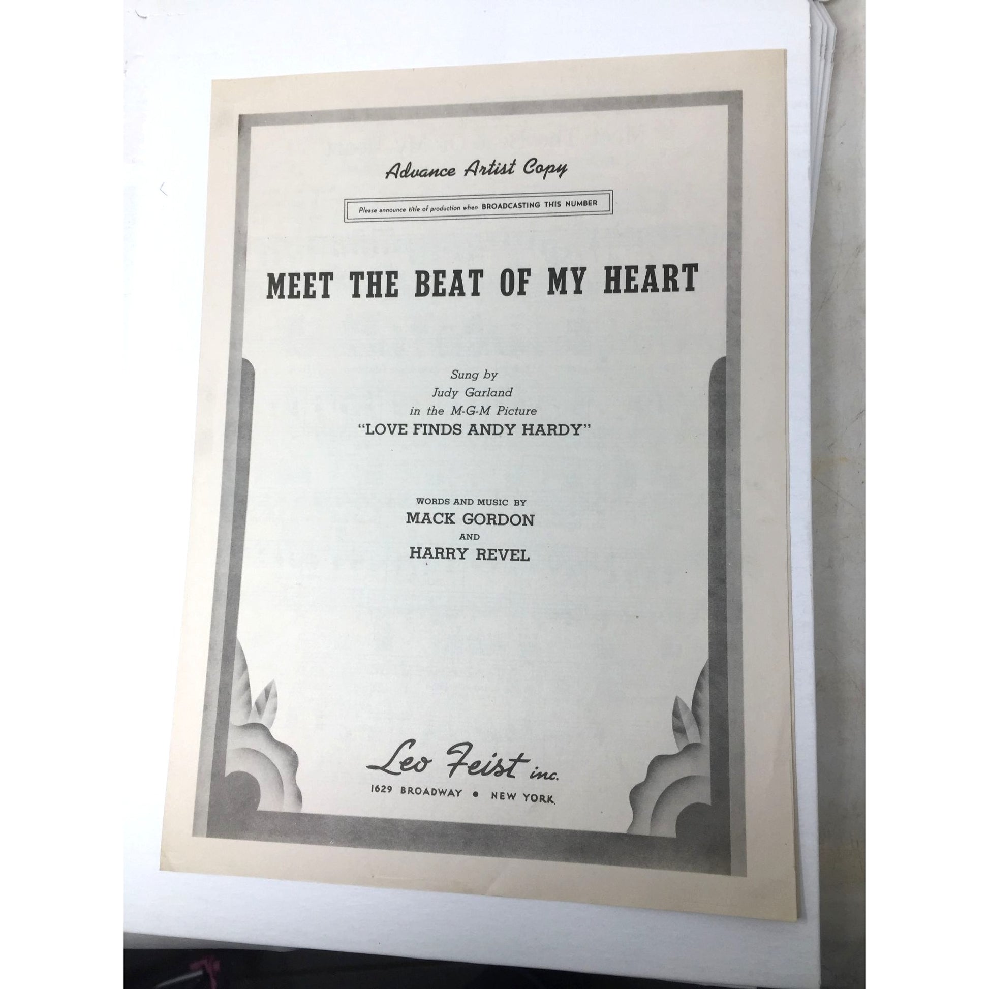 Vintage 'Meet the Beat of My Heart' Sheet Music - A+ Stuff